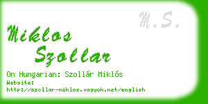 miklos szollar business card