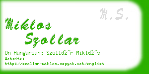 miklos szollar business card